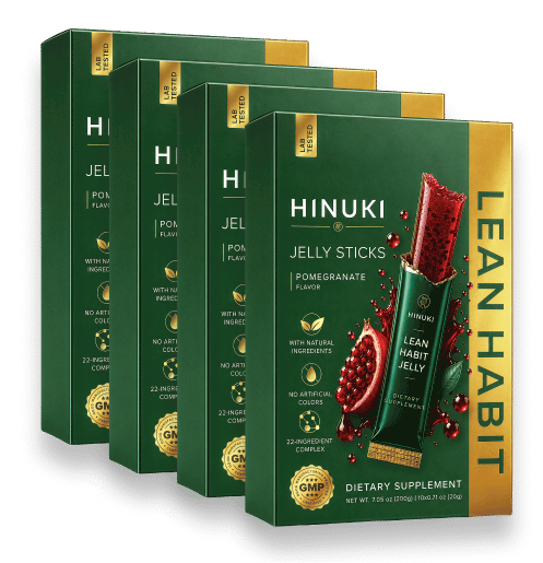 Hinuki 4-pakkers bunt — fire grønne Lean Habit geléstick-esker, mest populær