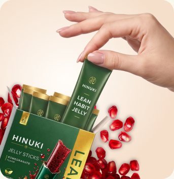 Hinuki koreansk geléstick-pose med granateple-fibergelé